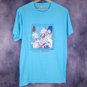 Vintage 90s The Simpsons TV cartoon sky blue shirt